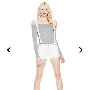 GUESS White Denim Overall Shorts